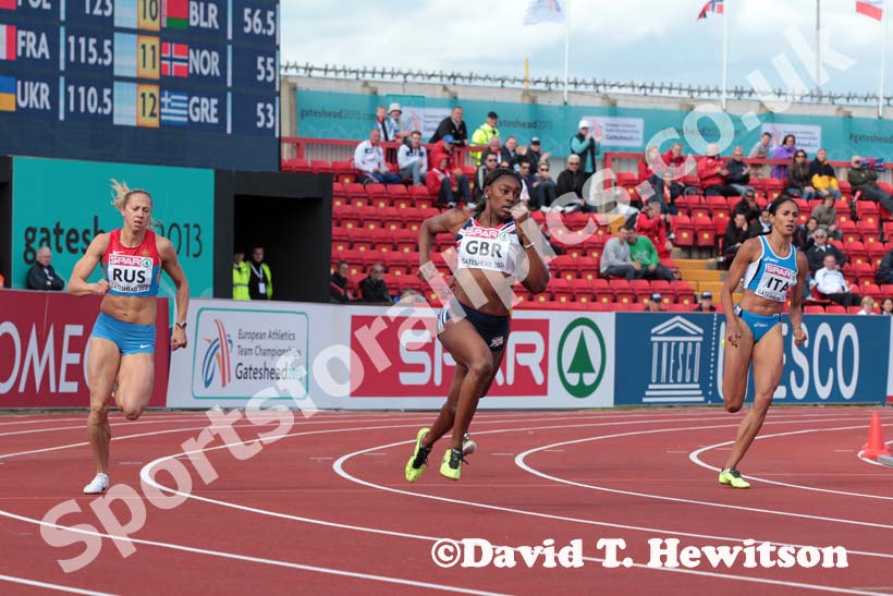 Perri Shakes-Drayton (GB) on her way to winning the 400 metres at the European Athletics Team Championships.